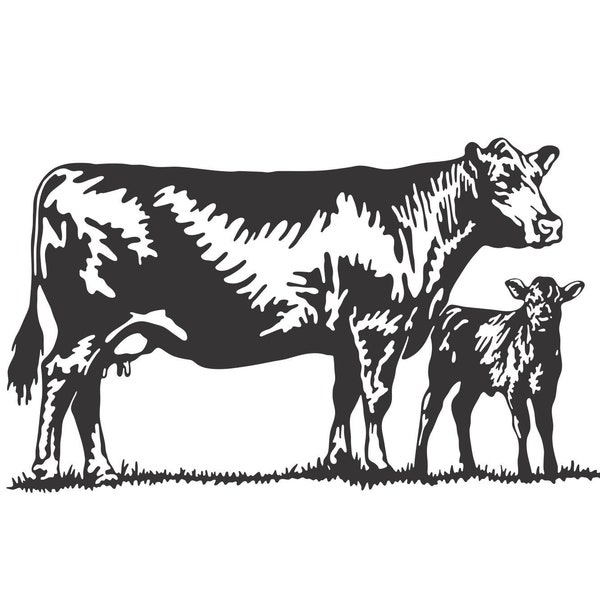 Cow Baby Calf Cattle Mommy Mom Cow Farm Animal Milk Dairy Western Meat Food * Cut Sign Image ClipArt digital download eps dxf png jpeg svg