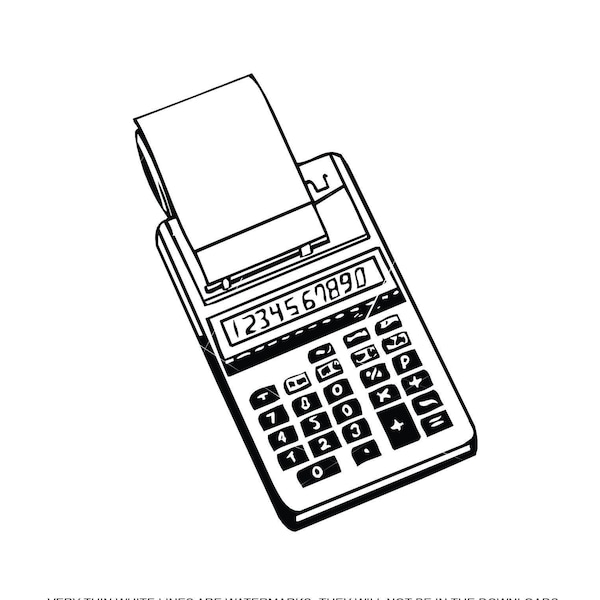 Electric Caculator Math Office Supply Business School Bookkeeping Technology * Cut Sign Image ClipArt digital download eps/dxf/png/jpeg/svg