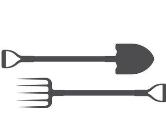 Shovel & Prong Pitch Fork Ranch Farm Hay Fling Manure Mucking Garden Till  * Cut Sign Image ClipArt digital download eps/dxf/png/jpeg/svg