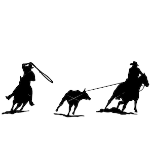 Rodeo Cattle Team Roping Calf Rope Heeler Steer Horse Equine Arena compete events * Cut Image ClipArt digital download eps dxf png jpeg svg