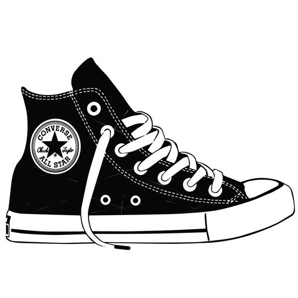 Converse All Star Shoe Sneakers Running Sport Game Gripping Teens Footwear Chuck Taylors * ClipArt digital download eps dxf png jpeg SVG