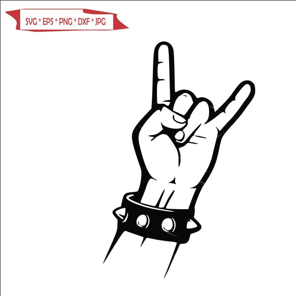 Geste de la main Signe de paix 2 doigts levés emoji Hippies Bras Poignet Spicked Punk Braclet Cut Sign ClipArt téléchargement numérique EPS PNG SVG Jpeg Dxf