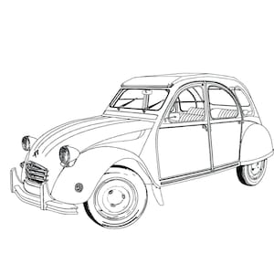 Citroen 2cv Paris France Classic Car Vehicle Auto transportation Europe cut print design Image ClipArt digital download eps/dxf/png/jpeg/svg