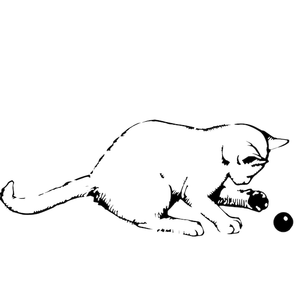 Cat Batting Swatting Ball catnip Play Feline Meow Purrs Domestic Animal Pet  * Cut Sign Image ClipArt digital download eps/dxf/png/jpeg/svg