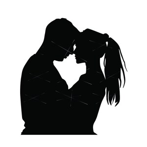 eenvoudige sensuele paar liefde romantische romantiek oog in oog wrijven neus silhouet knippen afdrukontwerp ClipArt digitale download eps/dxf/png/jpeg/svg