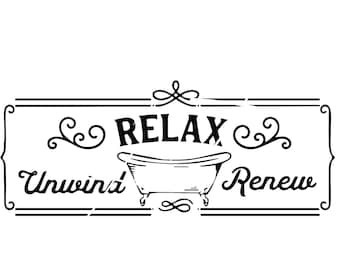 Bathroom saying Claw Foot Tub Relax Unwind Renew Soak Bubble Bath Home Spa * cut design Image ClipArt digital eps/dxf/png/jpeg/svg