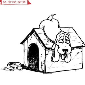 Dog House fido Puppy Bone Paw Home Pet Animal Fun backyard Cartoon Kennel * Cut Sign Image ClipArt digital download eps/dxf/png/jpeg/svg