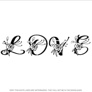 Liefde Rose Bloemenrand Word Tekst Letters Elegante genegenheid Best Thing * Cut Sign Image Cricut ClipArt digitale download eps dxf png jpeg SVG