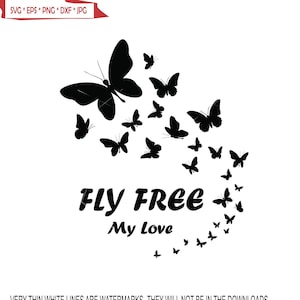 Fly Free My Love Butterflies Fluttering Cluster Trail Wings small to large Bunch Mass * Cut Sign ClipArt digital download eps png jpeg svg