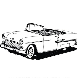 Chevrolet 1955 Chevy Convertible Classic Car Vehicle Vintage Auto Hot Rod * cut print design Image ClipArt digital File eps dxf png jpeg svg
