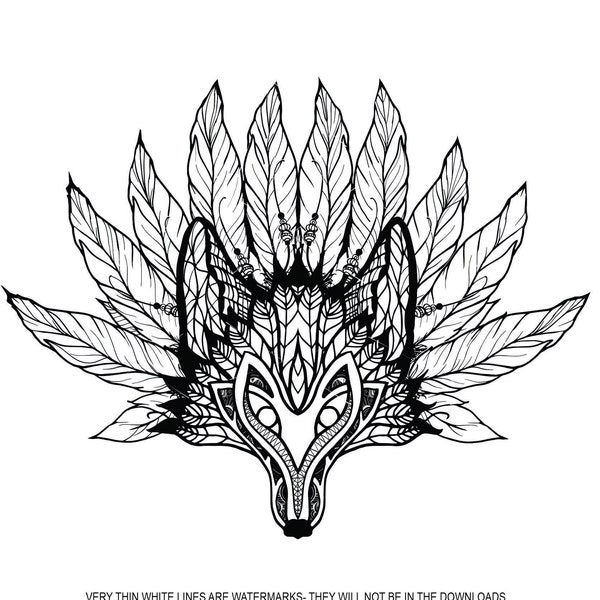 Indian Wolf Headdress War Bonnet Chief Feather Native American Leaders Power *  Cut Sign Image ClipArt digital download EPS/PNG/SVG/Jpeg