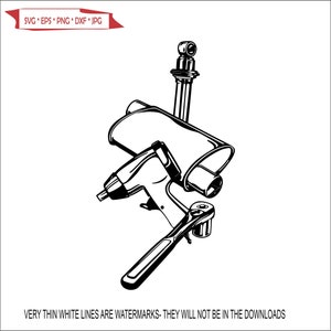 Muffler Exhaust tools Equipment Wrench Electric Drill Car Truck Repair * cut design artwork ClipArt digital download eps/dxf/png/jpeg/svg