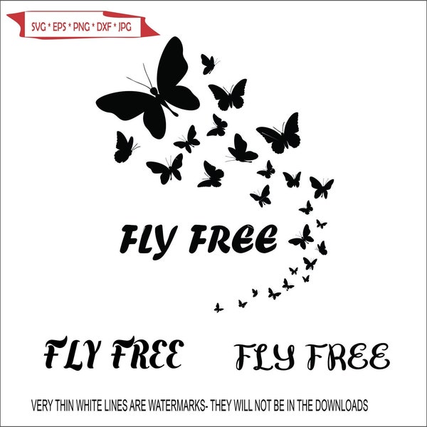 Fly Free Butterflies Fluttering Cluster Trail Wings small to large Bunch Mass * Cut Sign Image ClipArt digital download eps png jpeg svg