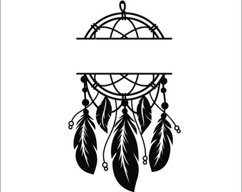 Indian Monogram #1 Dream Catcher Feather Vision Protect Dreams