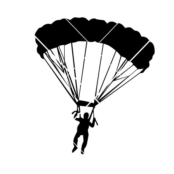 Sky Diving Skydiving Parachuting Sport Flies Atmosphere Gravity Descent Parachute *  ClipArt digital File eps png jpeg SVG