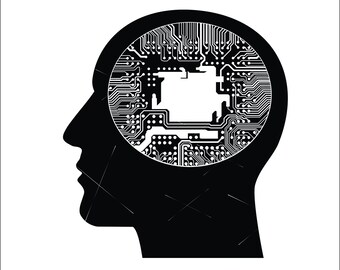 Head Brain Electronics IC integrated Circuit board Chip PCB Component Routing Electrical Clip Art digital download eps/dxf/png/jpeg/svg