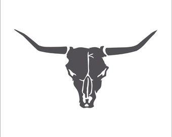 Longhorn Steer Skull Skeleton Cattle Cow Head Horn Farm Animal black silhouette  * Cut Sign ClipArt digital download eps/dxf/png/jpeg/svg