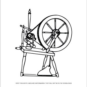 Spinning Wheel Charkha Thread Yarn from Fibers String Sewing Weaving Looms Ashford Spindle *  ClipArt digital download eps/dxf/png/jpeg/svg