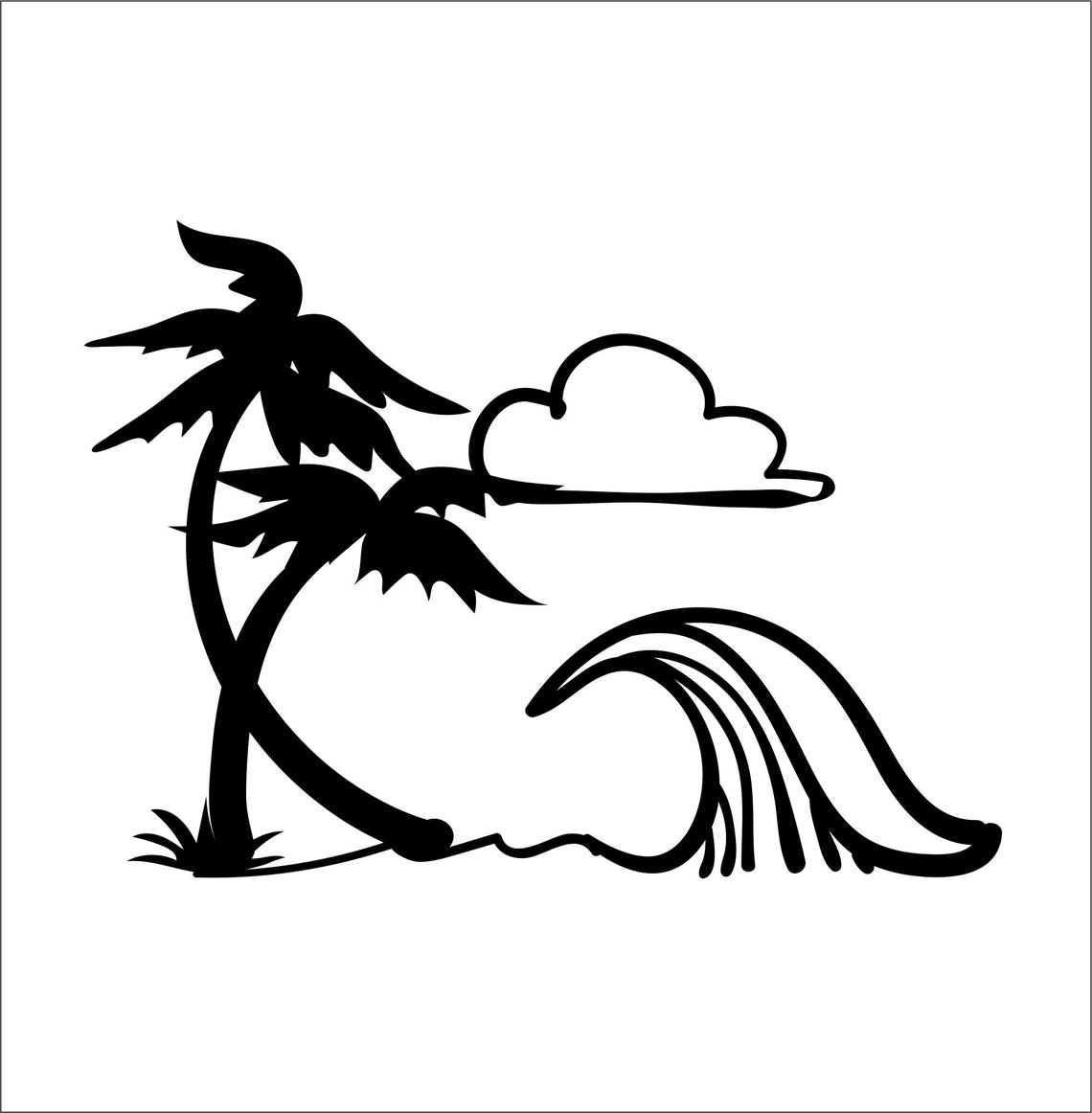 Beach Palm Tree Cloud Ocean Wave View Scene SVG Cut Sign | Etsy