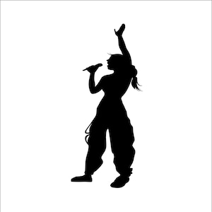 Silhouette noire musique karaoké chanteuse chanteuse louange dieu * oeuvre d'art découpée Image ClipArt téléchargement numérique eps/dxf/png/jpeg/svg
