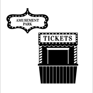Vergnügungspark Schild & Ticketstand Spiele Preise Fahrspaß Jahrmarkt * Schnitt Druck Design Bild ClipArt digitaler Download eps/dxf/png/jpeg/svg