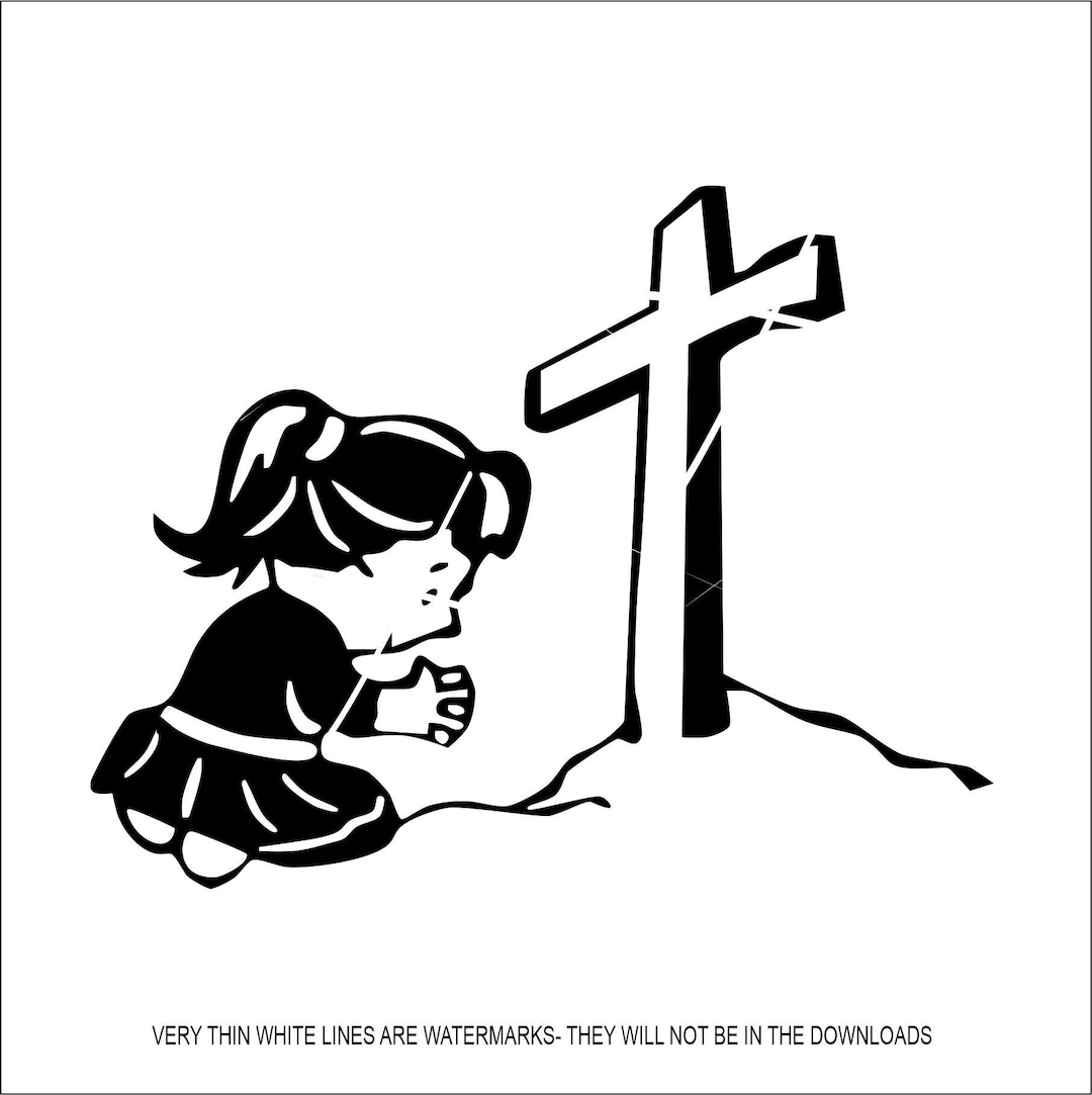 Young Girl Praying Sincerely at Cross God Jesus Religion Christian Worship  Prayer Church Bible * Clipart Digital File Eps Dxf Png Jpeg SVG - Etsy, image size:1080x1083