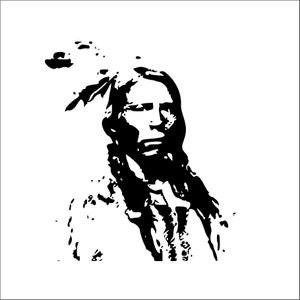 Cabeza de caballo loco indio Lakota, líder de guerra, silueta nativa americana Oglala * Imagen de signo recortado, descarga digital, eps/dxf/png/jpeg/svg
