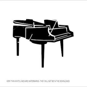 Silhouette di pianoforte a coda per bambini Musica musicista Strumento da concerto musicale Tastiera Taglio Segno Immagine ClipArt download digitale eps dxf png jpeg svg