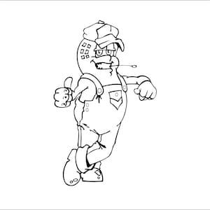 Peanut Man Cartoon Dressed as Farmer Thumbs Up Wheat in Mouth * Cut Sign Image ClipArt digital download eps/dxf/png/jpeg/svg