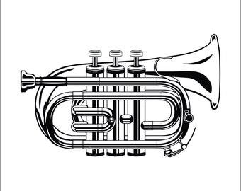 brass Trumpet musical instrument Classical Jazz Horn Musical Concert Entertainment  artwork ClipArt digital download eps/dxf/png/jpeg/svg