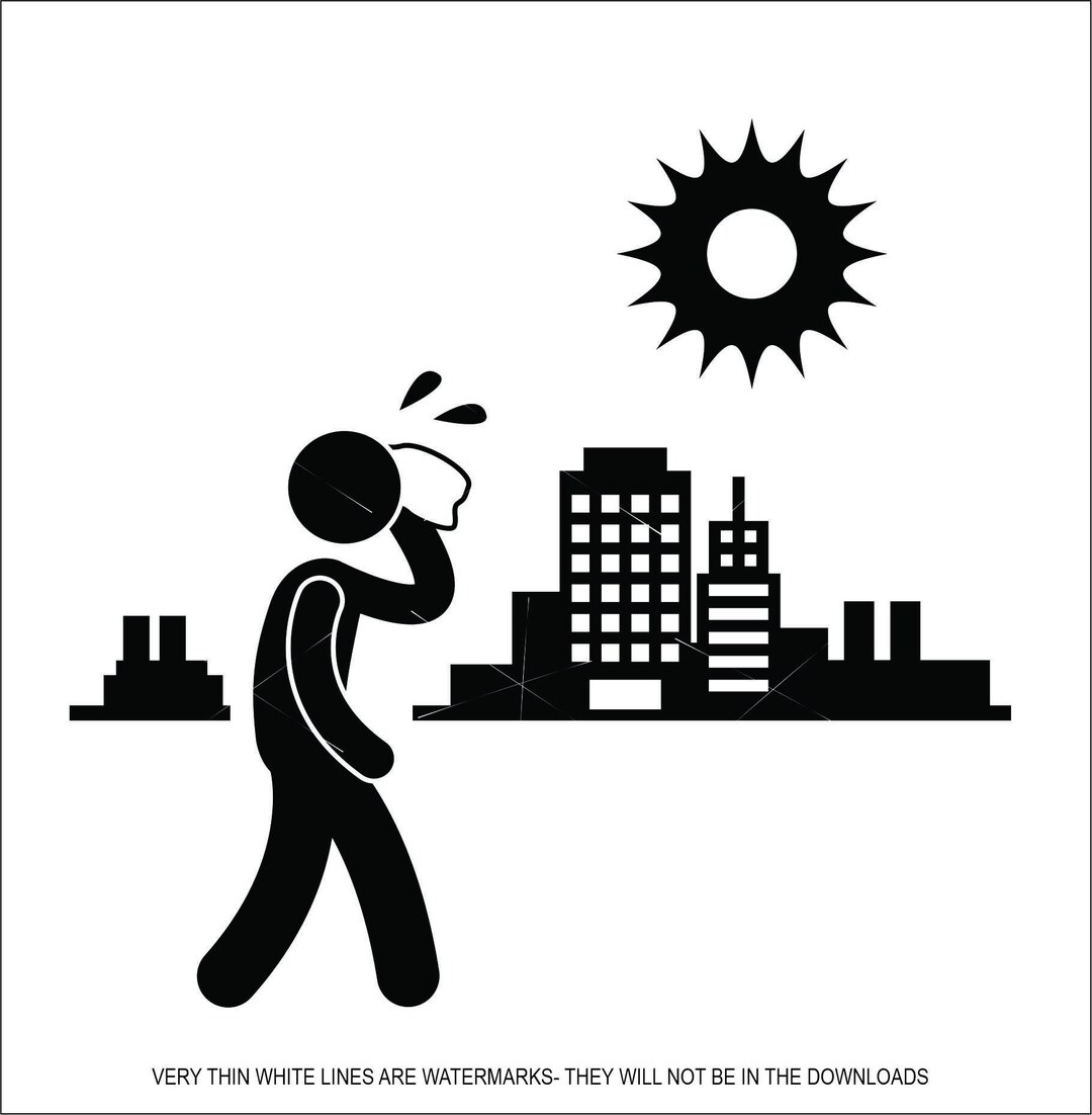 Simple so so Hot Sun Beating Down Man Excessive Sweating Nature Weather ...