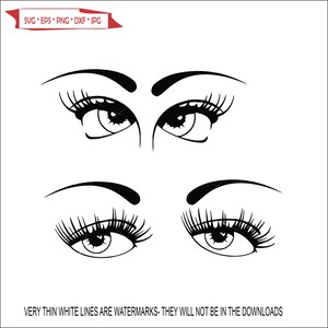 2 pic Women EYES normal Crossed eyed Lady Fashion Sexy Lashes Facial Expression * Cut Image ClipArt digital download eps dxf png jpeg svg