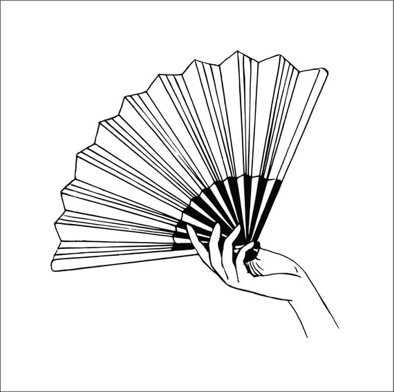 Female Hand Holding Folded Fan Paper Cloth Cooling Hot Day Etsy