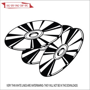 Może przedstawiać: Trzy czarne i białe, paskowane płyty kompaktowe ułożone jedna na drugiej.