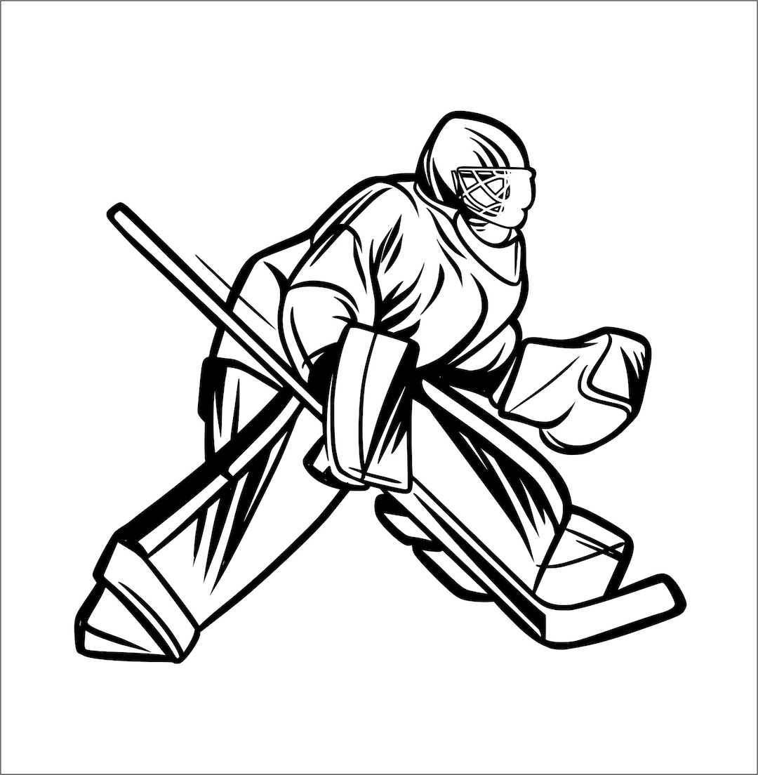 Hockey Player Goalie Helmet Sticks Goal Tender Net Ice Rink Sport Game