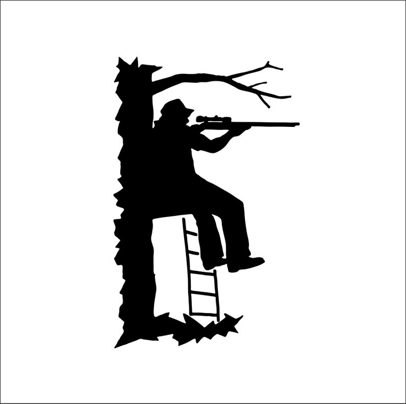 Deer Stand Hunting Rifle Aiming Cut Sign Image Clipart Laser Design