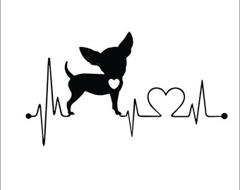 Heartbeat Chihuahua Lap Dog Heart Beat * Cut Sign Image ClipArt digital download eps/dxf/png/jpeg/svg