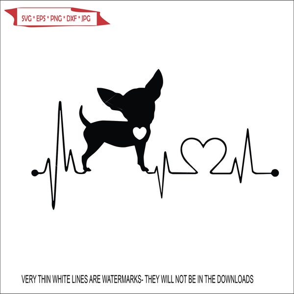 Heartbeat Chihuahua Lap Dog Heart Beat * Cut Sign Image ClipArt digital download eps/dxf/png/jpeg/svg