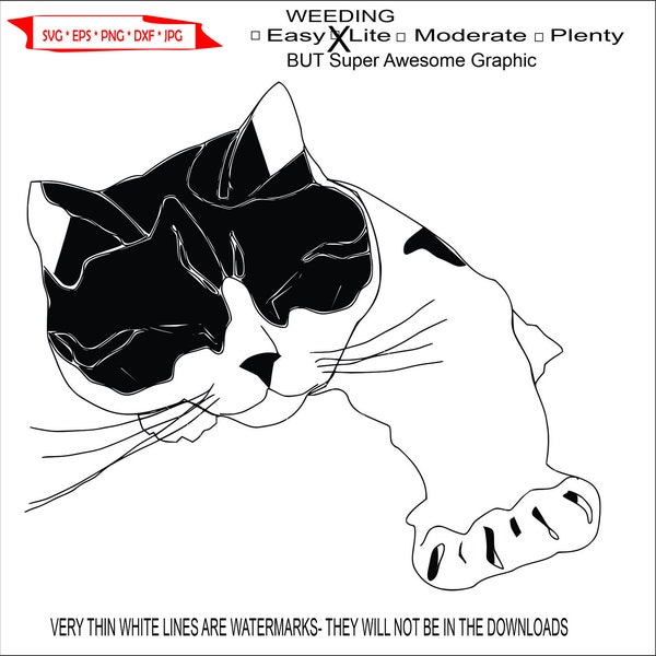 Cat Sleeping stretch muscles Paw Claws Feline Meow Purrs Domestic Animal Pet  * Cut Sign Image ClipArt digital download eps/dxf/png/jpeg/svg