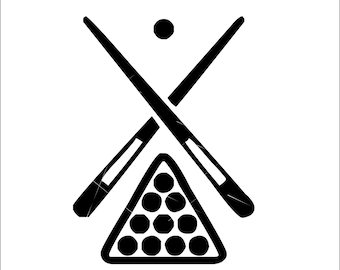 simple Pool Rack Billiards Ball Racked table Cue Ball Snooker Game Room Sport Entertainment  Clip Art digital download eps/dxf/png/jpeg/svg
