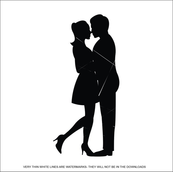 Lovers Intimate Silhouette Silhouette Young Couple In Love Stock