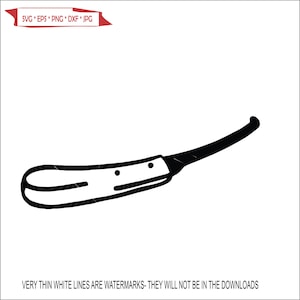 May include: A black and white illustration of a straight razor.