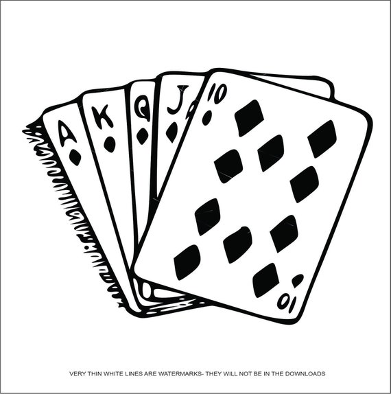 playing Card run Diamonds Full House Gambling Game Vegas Blackjack * cut  design artwork Image ClipArt digital download eps/dxf/png/jpeg/svg