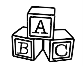simple ABC Blocks Wooden alphabet cubes Letters Educational Toy Spell Play Learning * Cut ClipArt digital download eps dxf png jpeg SVG