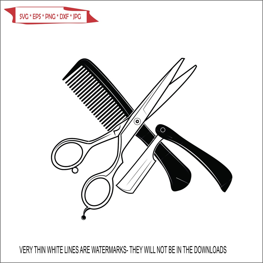 Collage Razor Barber Collage Comb Scissors Straight Edge Razor Shave Hair Beard ...