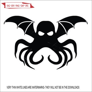 Alas de murciélago de dragón, pulpo, bestia, tribal, bestia tradicional china, tatuaje mítico * Descarga digital de clip art con signo recortado (eps/dxf/png/jpeg/svg)