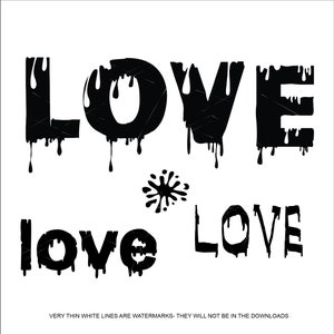 AMOR 3 Diseños de palabras que gotean sangre goteo aspecto de vampiro aterrador * Recortar imagen de letrero Cricut ClipArt descarga digital eps/dxf/png/jpeg/svg