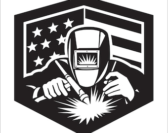 Welder Man Huge Spark Flag Steel Metal Torch Mask Repair Fix Construction Stick *  ClipArt cricut digital download eps dxf png jpeg SVG