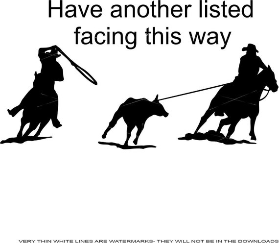 Rodeo 2 Facing Other Way Cattle Team Roping Calf Rope Heeler Steer ...