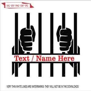 monogram Behind Bars Lock up Text Confine Prison Criminals Incarcerate Inmate Pen Tattoo Cut ClipArt digital download eps dxf png jpeg svg